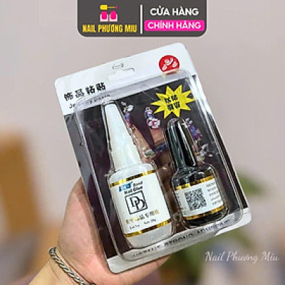 Keo Bê Tông DD Gắn Móng Úp, Charm Đá Siêu Bền, Set 1 Chai 20g Và 1 Chai Khô Keo 15ml, Trong Suốt, Bám Dính Cao Làm Nail keo đính dán mỏng giả
