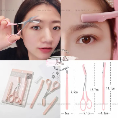 BỘ CHĂM SÓC CẮT TỈA CHÂN MÀY GỌN GÀNG 3 MÓN MALIAN: Dao cạo lông mày + kéo tỉa lông mày, lông mũi + Nhíp