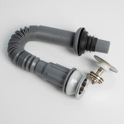 Bộ xả lavabo nhấn ruột gà nhựa ABS dùng cho chậu lavabo kiếng, nổi, tô nổi  