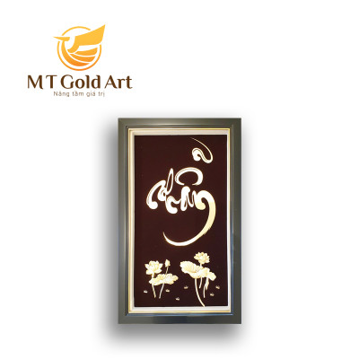 Tranh chữ nhẫn dát vàng 24k(35x55cm) MT Gold Art- Hàng chính hãng, trang trí nhà cửa, phòng làm việc, quà tặng sếp, đối tác, khách hàng, tân gia, khai trương 