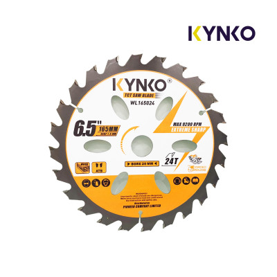 Lưỡi cưa gỗ siêu mỏng cho máy pin 24 răng đường kính Ø 165mm KYNKO WL165024