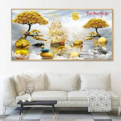 TRANH TRÁNG GƯƠNG - TRANH THUẬN BUỒM XUÔI GIÓ - TRANH TREO TƯỜNG TẶNG TÂN GIA - TRANH KHAI TRƯƠNG - TRANH TREO TƯỜNG PHÒNG KHÁCH - TRANH TRÁNG GƯƠNG THUẬN BUỒM XUÔI GIÓ(TẶNG KÈM ĐINH 3 CHÂN)