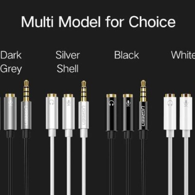 Ugreen UG30618AV141TK 20CM màu Trắng Dây chuyển âm thanh 3.5mm dương sang Jack Mic + Loa âm - HÀNG CHÍNH HÃNG