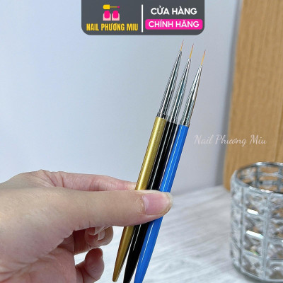 Set 3 Cây Cọ Nét Beauty Xanh Vàng Đen 5mm, 7mm, 9mm Lông Mịn Không Lem, Đầu Cọ Dài Vẽ Đa Năng, Kẻ Viền Và Tạo Hình Làm Nail Đẹp Nữ Women