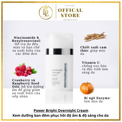 Kem dưỡng ban đêm giúp phục hồi độ ẩm và độ sáng cho da lão hóa Dermalogica Power Bright Overnight Cream 50ml