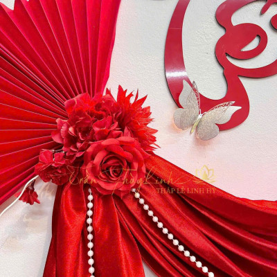 Set Trang Trí Tết, Đồ Decor Tết 2025 Chữ Tết Alu Đỏ Kèm Vải Nhung Và Hoa Chúc Mừng Năm Mới - HÀNG CHÍNH HÃNG MINIIN