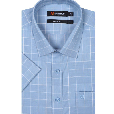 Áo sơ mi nam KHATOCO ngắn tay caro A1MN538T2-CNCR536-2606-N