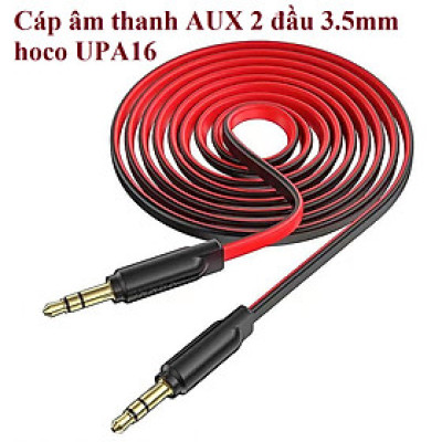 Cáp âm thanh AUX 2 đầu 3.5 mm cho điện thoại laptop hoco UPA16 dây dẹp 1m _ Hàng chính hãng