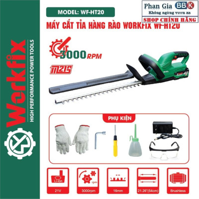 Máy cắt tỉa hàng rào cắt cây cảnh WORKFIX chính hãƞg - Động cơ lõi đồng 100% - chân pin phổ thông