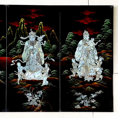 Hàng loại 1- Tranh sơn mài bộ 4 tấm Phúc Lộc Thọ 60x120 cm cẩn ốc chìm đẹp trang trí, làm quà tặng ý nghĩa