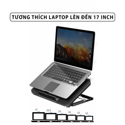 Đế tản nhiệt laptop văn phòng HXSJ H100 làm mát nhanh chơi game mượt mà không gây tiếng ồn quạt kép siêu mạnh - Hàng chính hãng