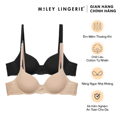 Combo 2 Áo Ngực Cúp Tròn Lưng Ren Miley Lingerie Màu Đen và Da - BRM002