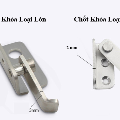 Chốt Khóa Cài Cửa Loại Lớn Có Lỗ Cài KUNBE, Gài Cây Gạt, Dày Dặn Chắc Chắn, Hàng Cao Cấp Tiện Dụng