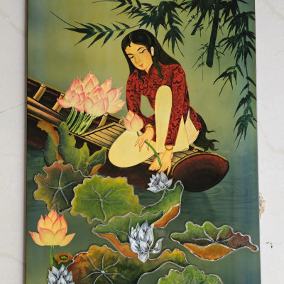 Tranh sơn mài dát vàng,bạc, cẩn ốc cao cấp Thanh Bình Lê size 40x60 cm
