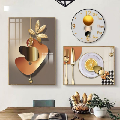 Tranh đồng hồ tráng gương nghệ thuật phòng ăn bo viền tặng kèm pin và đinh treo