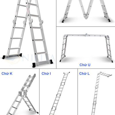 Thang nhôm gấp 4 khúc Nikita Nik44A chân choãi