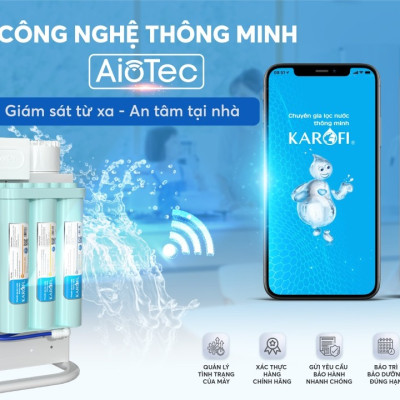 Máy lọc nước Karofi KAQ-U96 10 lõi lọc kết nối điện thoại thông minh, vòi nước hiển thị tình trạng máy - Hàng chính hãng bảo hành 3 năm