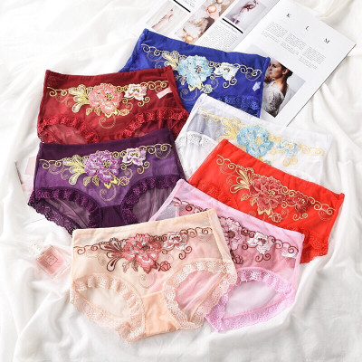 Combo 5 Chiếc Quần Lót Nữ Ren Hoa Thêu Cạp cao Sexy Gợi cảm fom to từ 48- 58kg