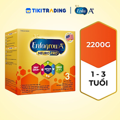  Sữa bột Enfagrow A+ NeuroPro 3 với 2’-FL HMO cho trẻ từ 1 – 3 Tuổi - Vị Nhạt Dễ Uống (2.2kg)