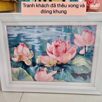 Tranh thêu chữ thập, tranh thêu kín Hoa sen 62808
