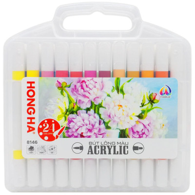 Hộp 24 Bút Lông Màu Acrylic 2 Đầu - Hồng Hà 8146