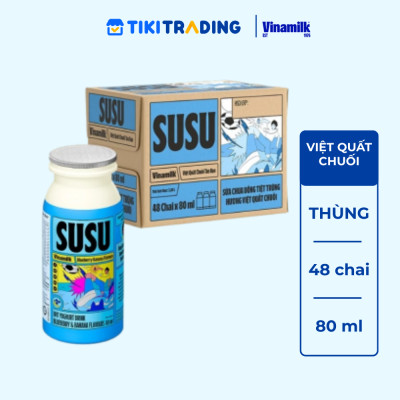 Thùng 48 Chai x 80ml Sữa Chua Uống Vinamilk Susu Hương Việt Quất Chuối