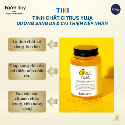 Tinh chất Citrus Yuja dưỡng sáng da & cải thiện nếp nhăn _ Farmstay Citrus Yuja Vitalizing Ampoule