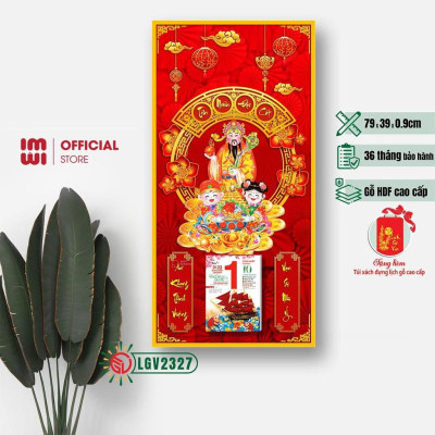Lịch gỗ treo tường Thần Tài IMWI LGV2327