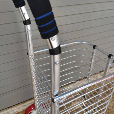 Xe đẩy đi chợ inox có giỏ gấp gọn