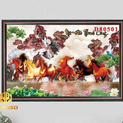 Tranh kính Bát mã tung hoành D602 43 (Được chọn mẫu)