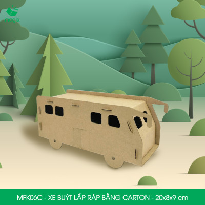 MFK06C - Xe bus carton - 20x8x9 cm - Đồ chơi lắp ráp mô hình từ bìa carton cứng cao cấp