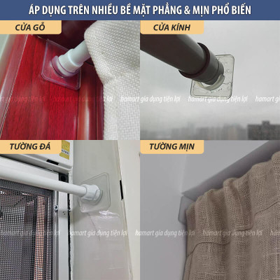 Móc Nửa Tròn Dán Tường Đỡ Thanh Ngang Treo Rèm Phòng Tắm Tủ Quần Áo Cố Định Giá Treo Đồ Đa Năng