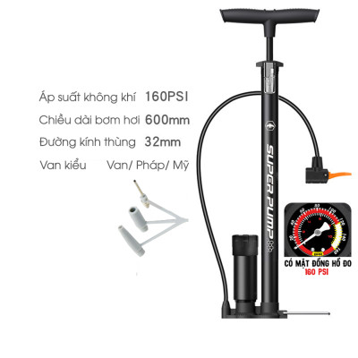 Bơm Tay Xe Đạp SP-P32 với tay cầm chống trượt, đầu bơm đa van 160PSI, Đa Dụng cho Xe Đạp, Xe máy, Xe Ô Tô, lõi nhôm bên trong, kín chống ngược khí - Mai Lee