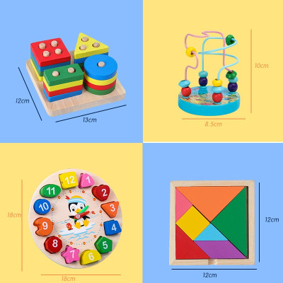 Combo 8 món đồ chơi gỗ an toàn cho bé- phát triển trí tuệ