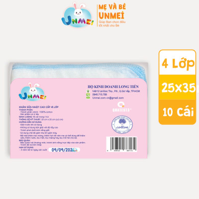 Bịch 10 Chiếc Khăn Xô, Khăn sữa 4 Lớp xuất Nhật Unmei 100% cotton 25x35cm