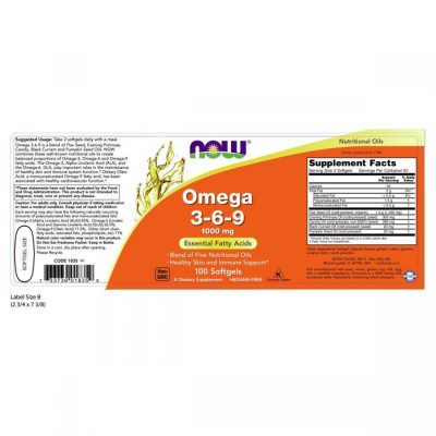 Viên Uống NOW FOODS Omega 369 1000mg Giảm Nguy Cơ Các Bệnh Tim Mạch, Huyết Áp, Cải Thiện Trí Nhớ 100 Viên