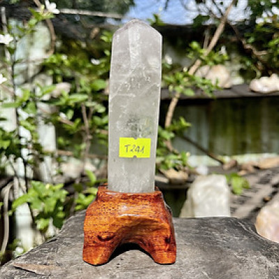Trụ đá phong thủy thạch anh trắng tự nhiên NHASAN T241 “Tinh thể đá năng lượng” Nặng 0.25kg (KT: 14.5 x 3 (cm)