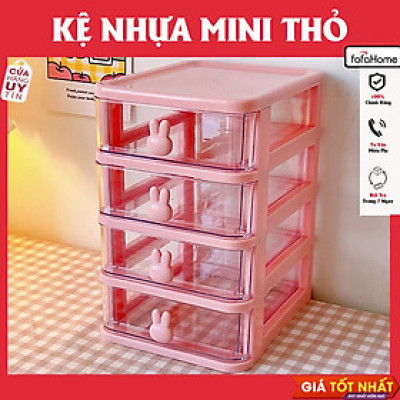 Kệ Đựng Phụ Kiện Văn Phòng Phẩm Để Bàn Thiết Kế Tay Cầm Hình Thỏ Dễ Thương - Kệ Tủ Mini 2,3,4 Tầng Giao Màu Ngẫu Nhiên- Hàng chính hãng