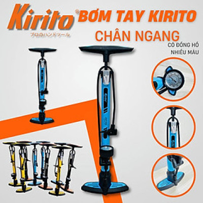 Bơm xe đạp, xe máy, ô tô thương hiệu Kirito nhật bản cao cấp mã 6038B - Bơm chân ngang KRT