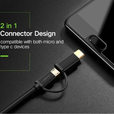 Ugreen UG30172US142TK 0.25M màu đen Thiết bị chuyển đổi USB 2.0 sang type-C và micro USB - HÀNG CHÍNH HÃNG