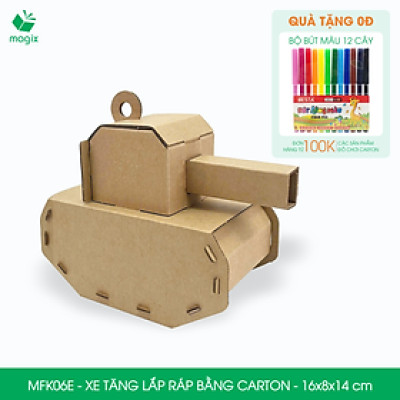 MFK06E - Xe tăng carton - 16x8x14 cm - Đồ chơi lắp ráp mô hình từ bìa carton cứng cao cấp