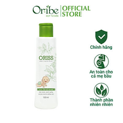 Sữa tắm gội hằng ngày cho bé dịu nhẹ không cay mắt hỗ trợ trị rôm sẩy Oriss Baby (chai 150ml)