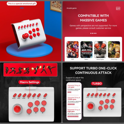 Gamepad Tay Game Arcade Y01 Không dây Bluetooth đa nền tảng cho máy tính - điện thoại - máy game hàng nhập khẩu