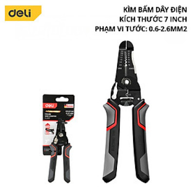 Kìm Bấm Dây Điện Đa Năng Deli - Kết hợp uốn, cắt, bấm, tách dây - Chất liệuThép Cao Cấp, Điều Chỉnh Lực Tuốt Dây Dễ Dàng