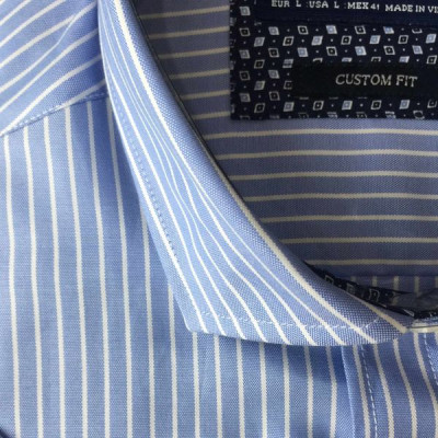 Áo sơ mi nam ngắn tay ALIGRO kẻ xanh trắng chất liệu cotton tự nhiên cao cấp, vạt bằng, form custom sang trọng  ALGS-C93