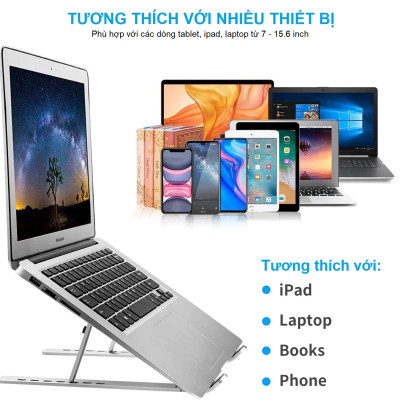 Giá đỡ laptop, máy tính hợp kim nhôm nguyên khối,điều chỉnh 6 cấp độ,thiết kế tản nhiệt kiểu dáng sang trọng chống rung,chịu tải nặng xếp gọn mang theo TiMa.lala - Hàng chính hãng