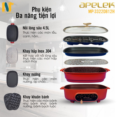 Nồi lẩu điện đa năng APELEK MP-3322D812H 4.5L 1500W - Hàng chính Hãng