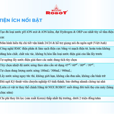 Máy Lọc Nước Điện Giải ROBOT IonSmart 710 Chức Năng Nóng Thông Minh Bộ Điện Phân Có 7 Tấm Điện Cực - Hàng Chính Hãng