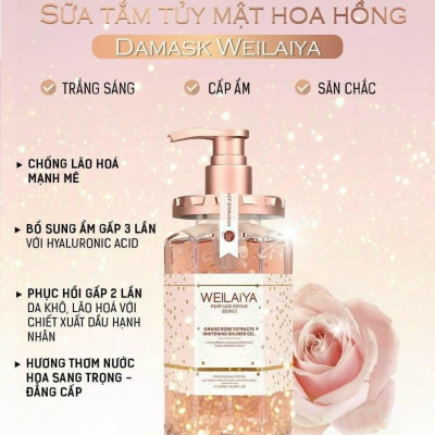 Sữa tắm trắng da cánh hoa hồng Damask Weilaiya Grand Rose Extracts Whitening Shower Gel 450ml