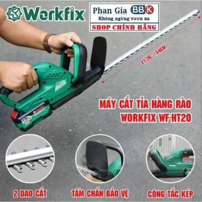 Máy cắt tỉa hàng rào cắt cây cảnh WORKFIX chính hãƞg - Động cơ lõi đồng 100% - chân pin phổ thông